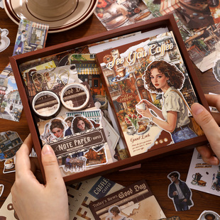 Xinmo Slowly Enjoy Life Handbook Set American Retro Style Stickers Wilderness Handbook Material Paper Cross-Border A6 Handbook