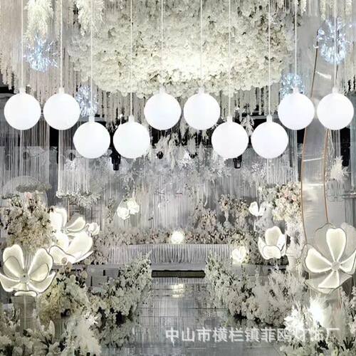 Wedding props 10 head milky white bubble dragon ball chandelier wedding hall decoration lighting stage ceiling spherical decoration