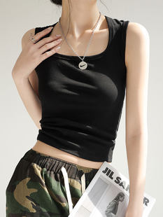Strictly selected black I-shaped suspender vest for women's summer inner wear 2025 new secondary breast top wide shoulder straps for wearing outside
