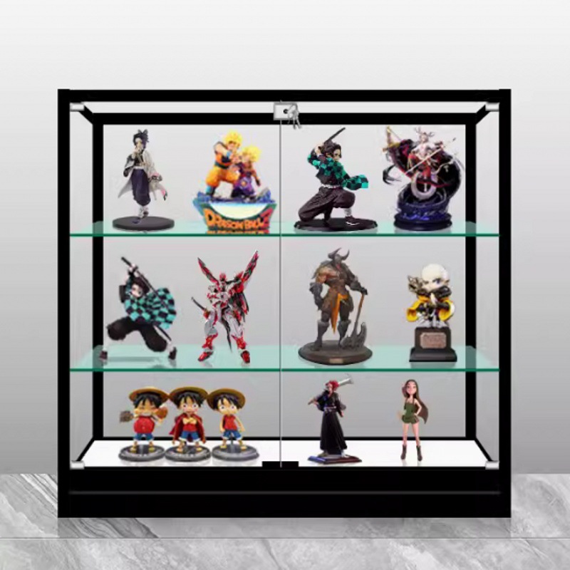 手办展示柜精品玻璃展柜奖品化妆品透明陈列柜防尘收纳柜展示架