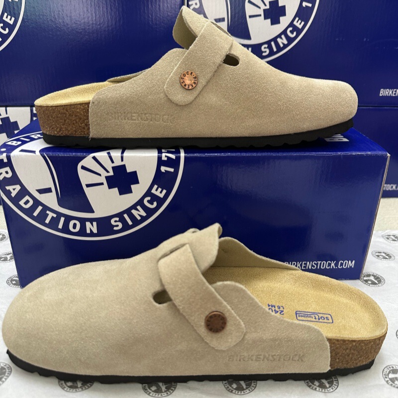 Bk Full Genuine Leather Birkenstock Shoes for Women 2026 New Retro Cowhide Cork Sole Height-Increasing Closed-Toe Clogs for Outdoor Wear Men