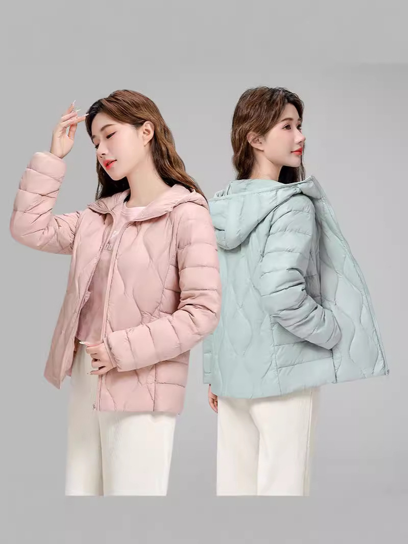 Chaqueta de plumón casual ligera de mujer moda polifacética blanca ligera caliente invierno y otoño abrigo delgado grande