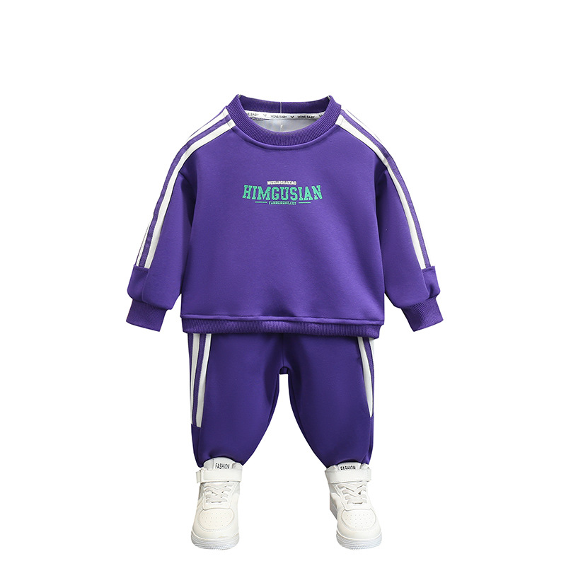 7077 traje de suéter para niños 2025 nueva ropa de primavera y otoño ropa de impresión de letras para niños traje de dos piezas de primavera para bebés