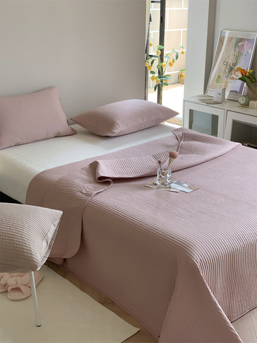 Liangpin Korean simple bed cover single piece pure cotton quilted quilted solid color thickened bed sheet three-piece set autumn and winter