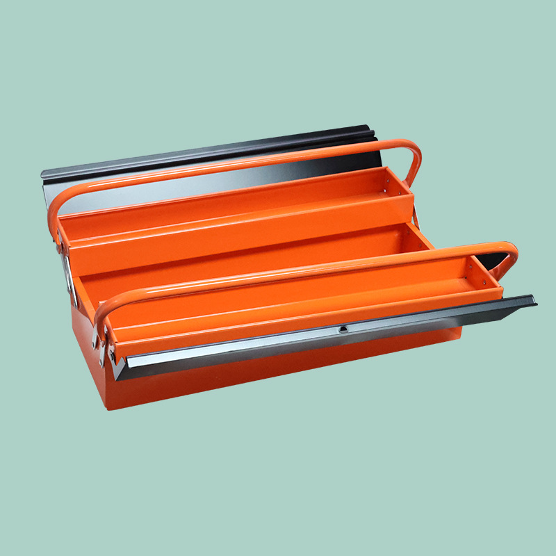 Caja de herramientas de hierro engrosada gran portátil de reparación de automóviles hardware doméstico de tres capas plegable caja de almacenamiento de energía