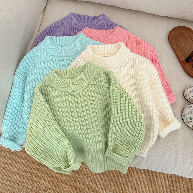 Baby Girl Solid Color Round Neck Pullover Sweater 2026 Autumn and Winter Infant Korean Style Fashionable Versatile Long-Sleeved Knitwear Baby Girl Solid Color Round Neck Pullover Sweater 2026 Autumn and Winter Infant Korean Style Fashionable Versatile Long-Sleeved Knitwear