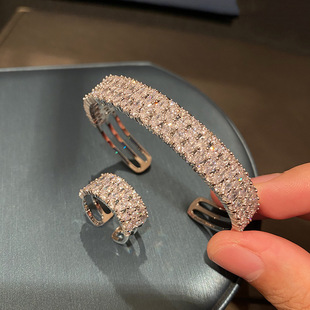 Platinum Platinum Full Diamond Width Edition Drilling Bracelet Ring Narrow Edition Simple and Fashionable Pental Dinner Party PARTY Bracelet