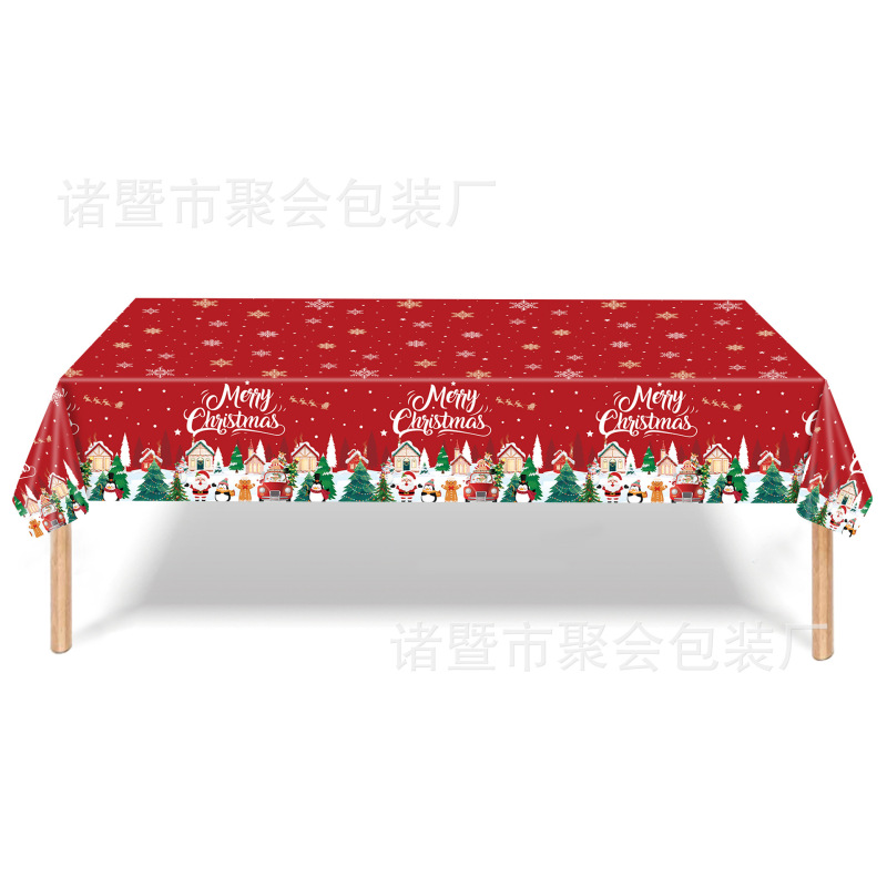 现货圣诞节派对用品姜饼人一次性桌布pe绿毛怪格林奇雪人装饰批发|undefined