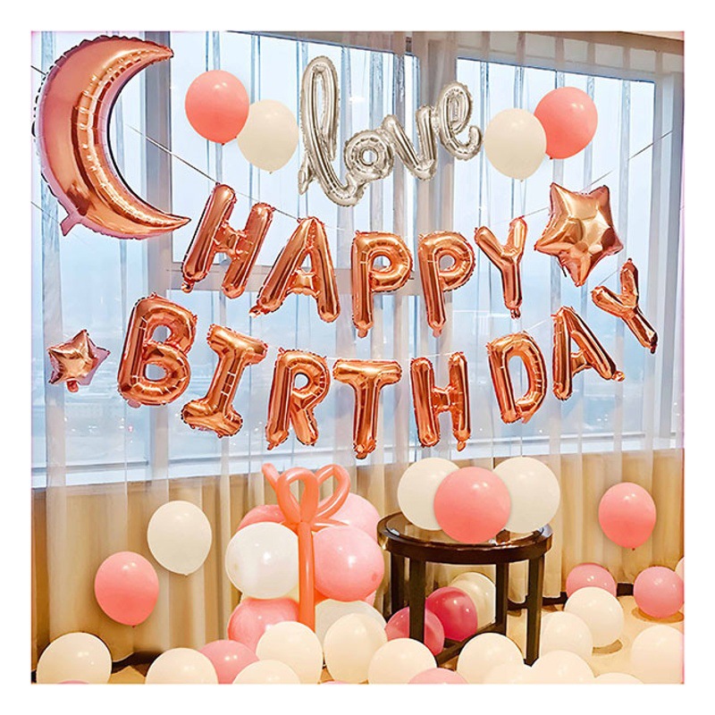 Feliz cumpleaños globo traje fiesta diseño 18 años de edad adulto ceremonia niños y niñas cumpleaños Fondo decoración de la pared globo