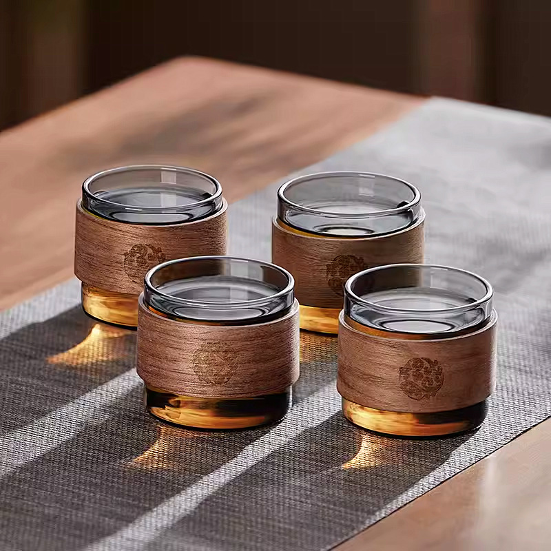 Taza de té de vidrio conjuntos de taza de té de kung fu resistente a altas temperaturas a prueba de quemaduras Taza de té doméstica comercial taza de té pequeña taza de té