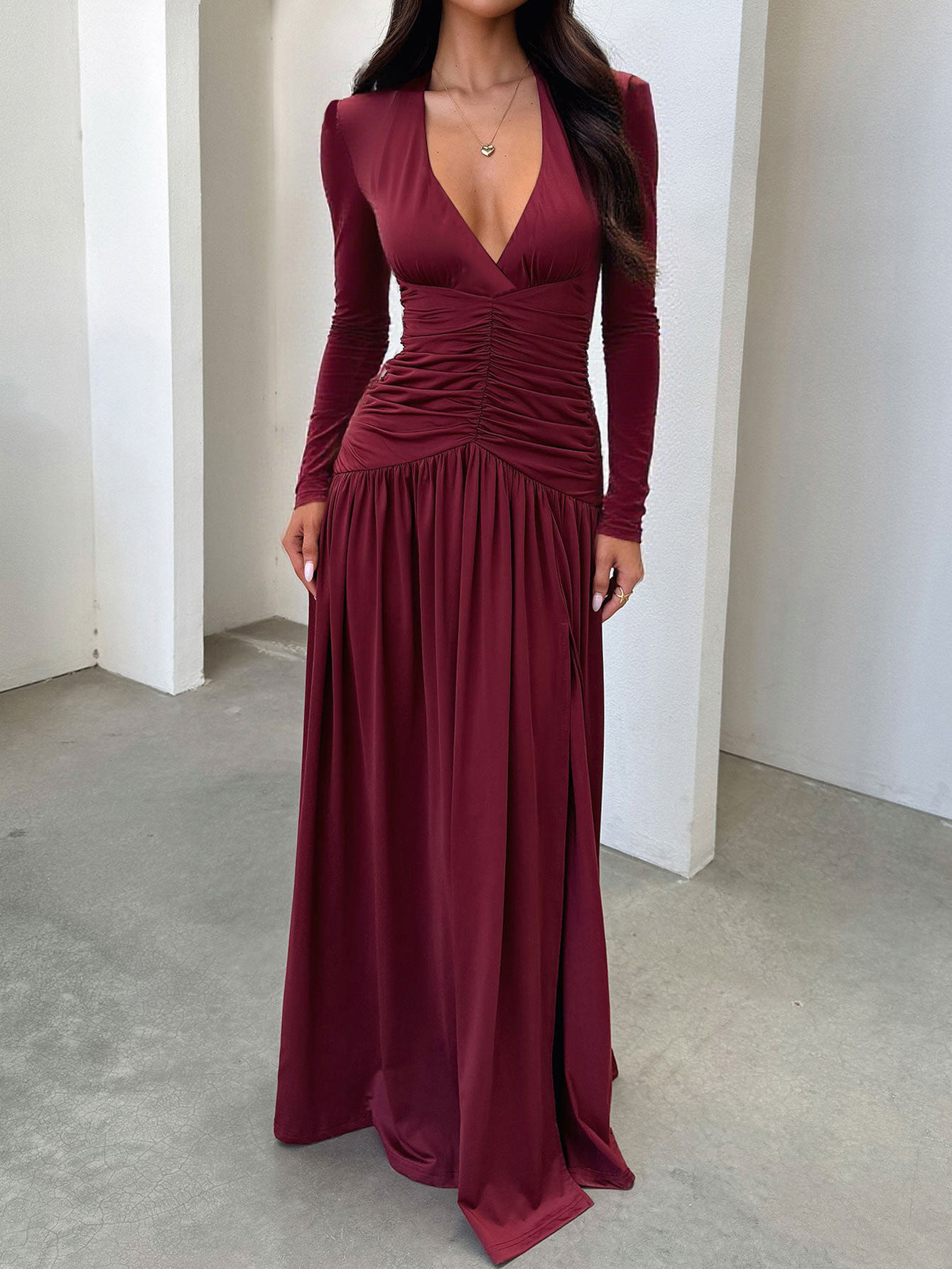 Women's Elegant Long-Sleeve Maxi Dress