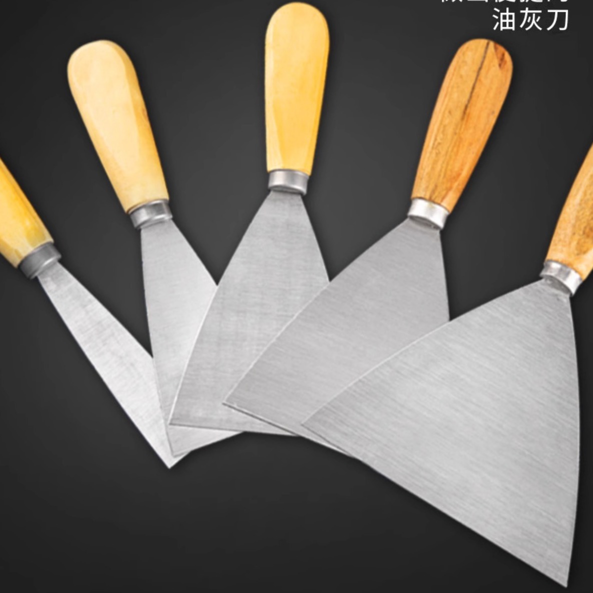 Fabricante mayorista cuchillo de mortero de mango de madera cuchillo de mortero de mango de bambú cuchillo de acero inoxidable cuchillo de mortero de mango de goma de doble color cuchillo de mortero