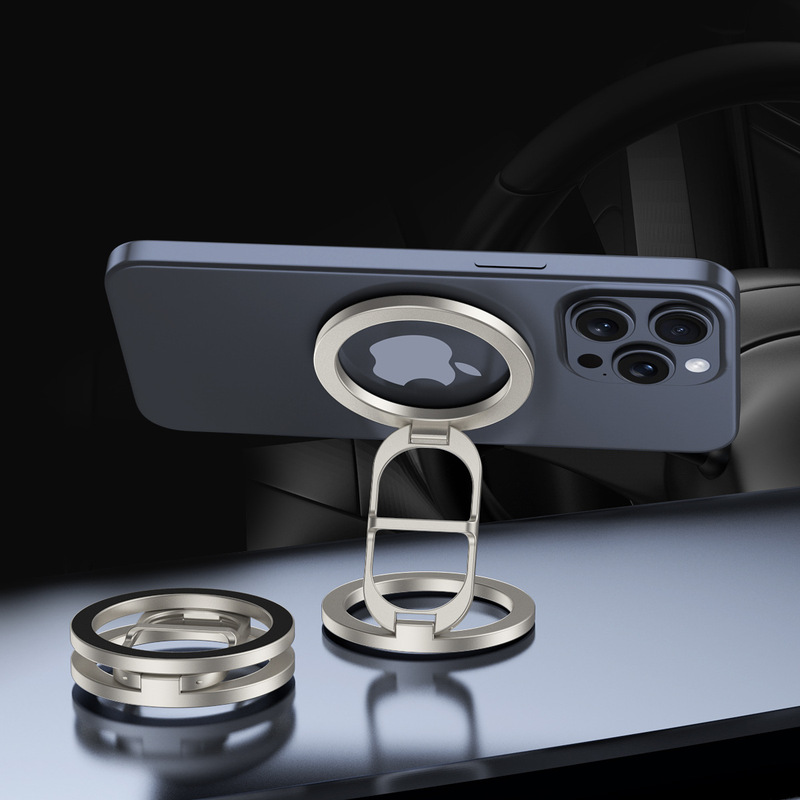 Double-Ring Double-Sided Magsafe Magnetic Ring Buckle Holder Car Dashboard Foldableing Navigation Car Mobile Phone Holder