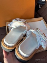 2025新款夏季新款魔术贴厚底面包拖鞋时尚休闲情侣款三彩拉链成年