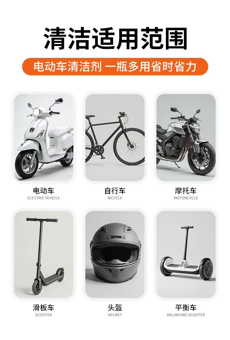 Electric vehicle cleaner, eco-friendly foam, no-rinse cleaning agent, cleans, removes dirt and odors, car wash liquid, maintenance and descaling agent