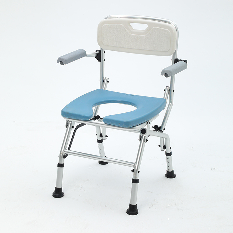 Las mujeres embarazadas de edad avanzada Silla de baño plegable Silla de baño práctico taburete de baño con discapacidad elevación de aleación de aluminio
