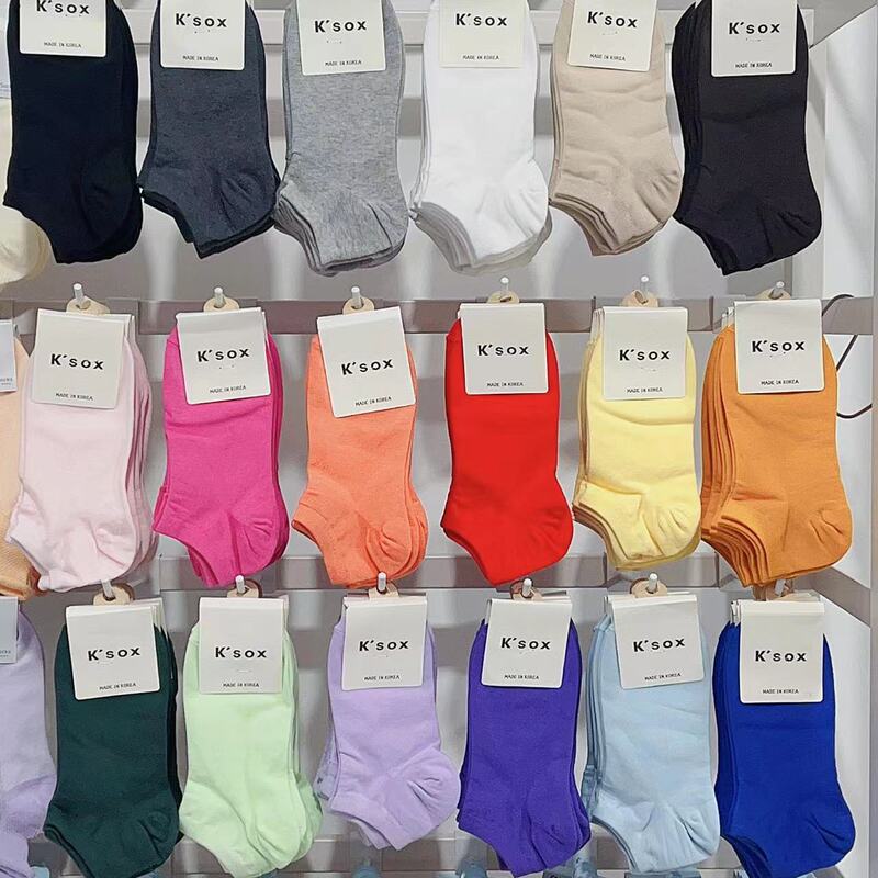 In stock South Korea socks ksox spring and summer thin cotton socks basic cotton socks Dongdaemun simple solid color ankle socks
