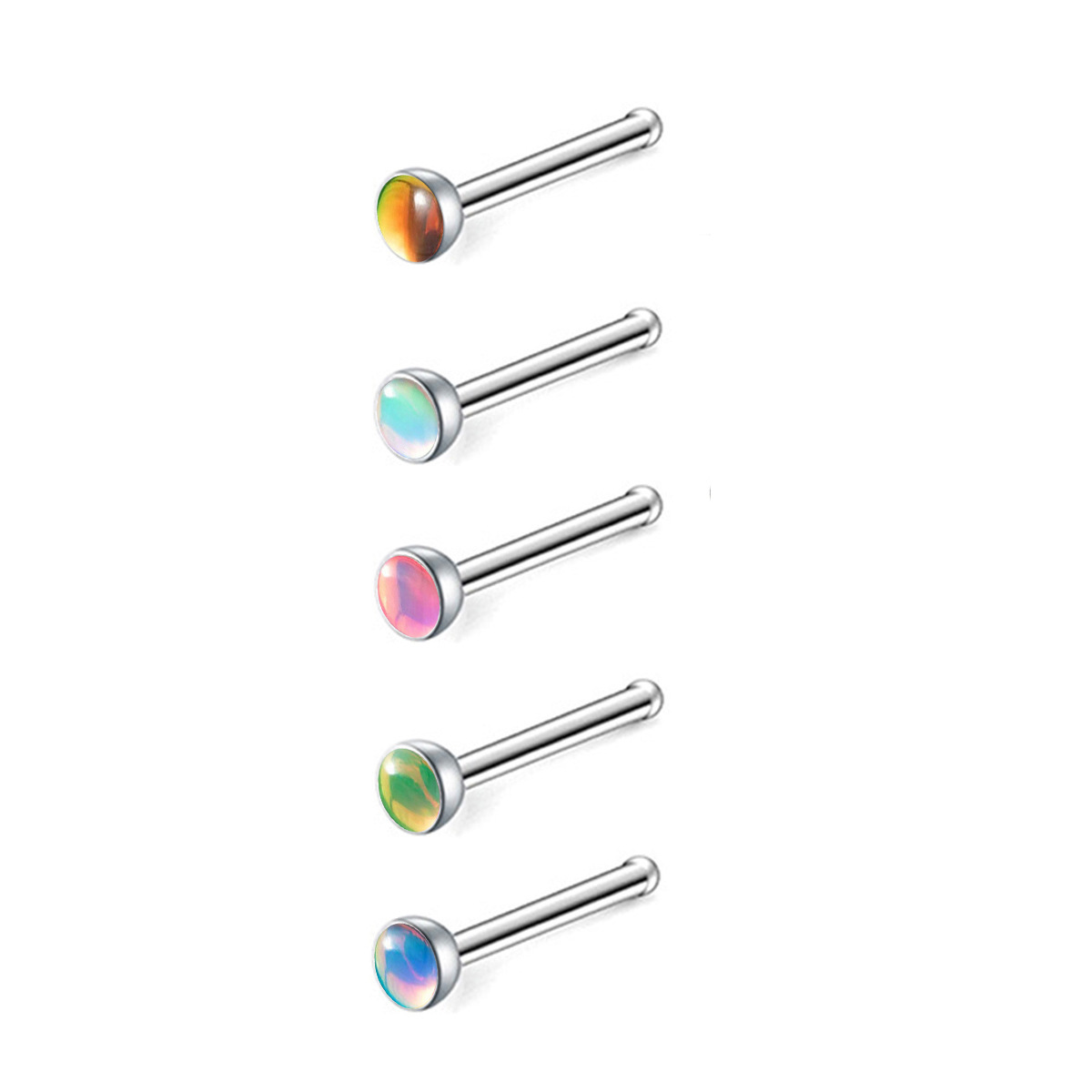 Gradient Nose Stud With Oil Drop Glitter Film In Star Shapes_voghion.com