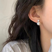 简约气质珍珠耳钉高级感珍珠锆石小众耳钉s925银针韩版女耳饰批发