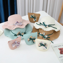 新款儿童草帽包包套件夏季亲子款防晒遮阳帽花蜜蜂套件宝宝帽子