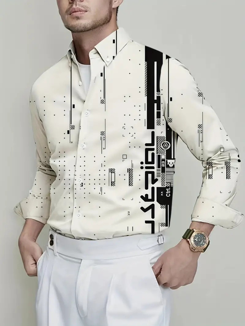 Productos europeos American Cross-border 2025 nueva tendencia de la moda casual todo fósforo cool guapo camisa de manga larga MB12