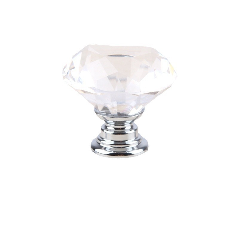 Tirador de Cristal Transparente de Lujo en Forma de Diamante para Puerta de Cajón de Armario, Diámetro 30 mm, en Existencia image 5