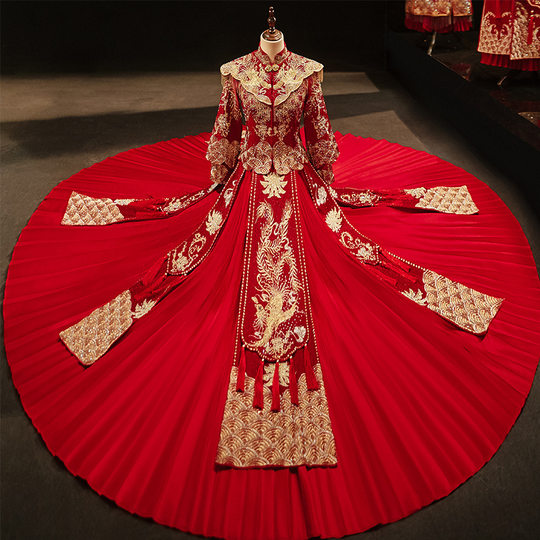 Xiuhe Wedding Shawl Style Bride 2025 New Dragon and Phoenix Gown Chinese Wedding Attire Toast Dress Luxurious