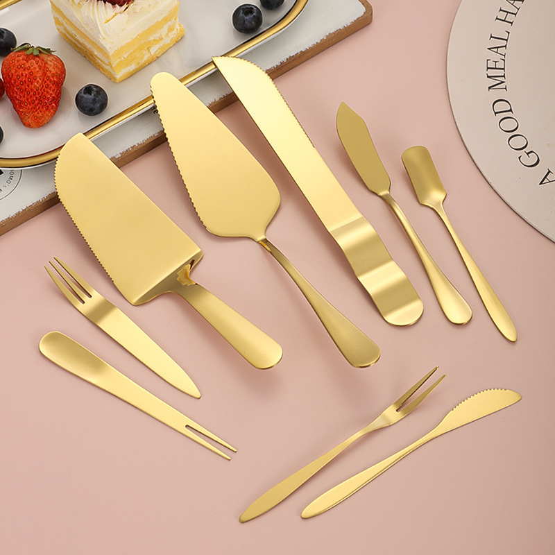 Stainless steel cake knife fork spoon suit cheese knife pizza shovel moon cake fork dessert spoon western pastry baking tool Stainless steel cake knife fork spoon suit cheese knife pizza shovel moon cake fork dessert spoon western pastry baking tool