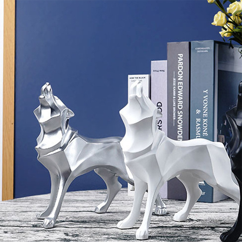 Cross-border Nordic-style creative resin handicrafts animal geometric wolf living room study foyer decorative ornaments