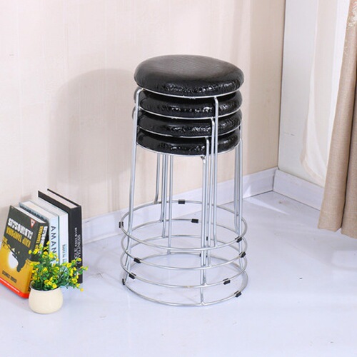 Simple thickened steel stool, fashionable shoe changing stool, iron stool, carpet leather stool, iron round stool, storage stool, round stool