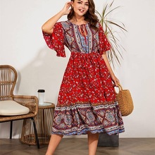 Plus Size ethnic style silk dress黨a޾IMMBȹL-4XL