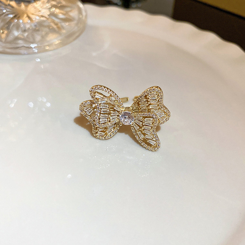 Geometric Pattern Women'S Gender Fashion Geometric Metal Inlay Zircon Women's Open Ring