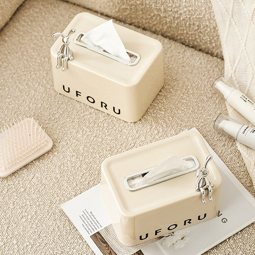 Creative spring tissue box bedroom desktop high-end light luxury cream style home living room bathroom lift paper box