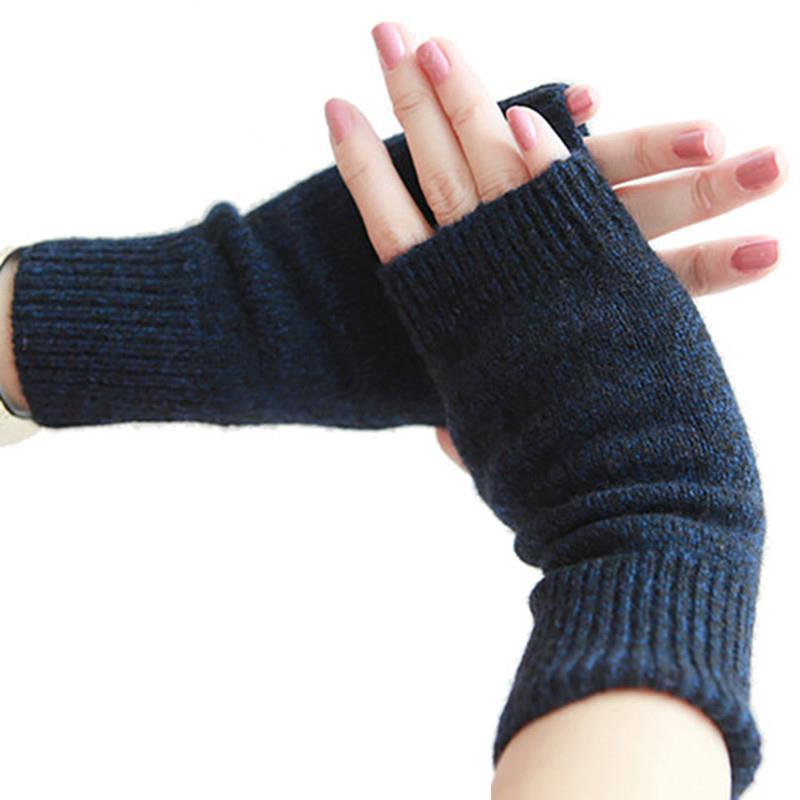 Guantes de cachemira de medio dedo para mujer, comercio exterior, guantes cortos de punto cálidos para hombre, dedos expuestos de lana para estudiantes que escriben