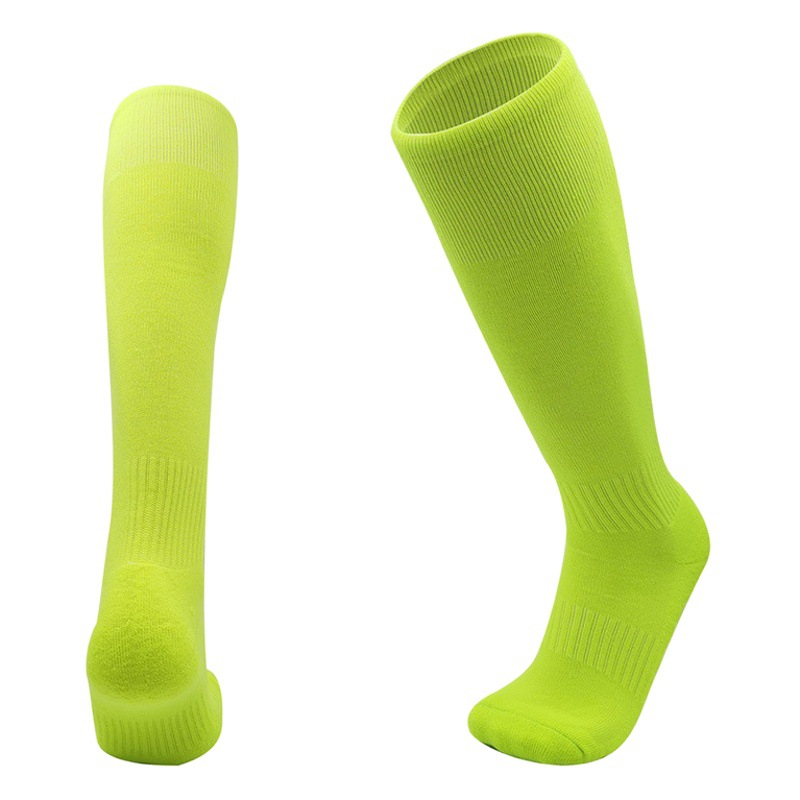 Calcetines de fútbol sobre la rodilla de color sólido personalizados Calcetines para adultos, niños de escuela primaria, calcetines deportivos con fondo de toalla gruesa, calcetines de béisbol