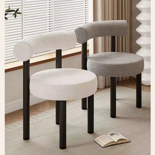 Internet Celebrity Makeup Chair, Dressing Table Stool, Girls' Cashmere Fat Cream Style Bedroom High-End Designer Dining Chair