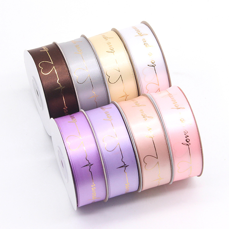 Regalo pastel de flores embalaje cinta impresión símbolo del Corazón 8 puntos cinturón de poliéster dorado impresión para hornear cinta