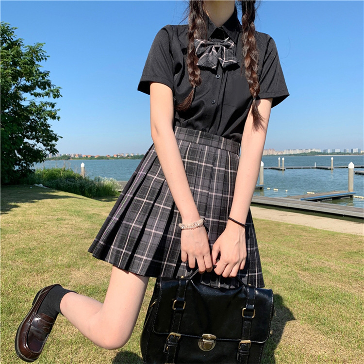 2022 summer dark new sweater dress uniform skirt female full student school uniform graduation summer suit