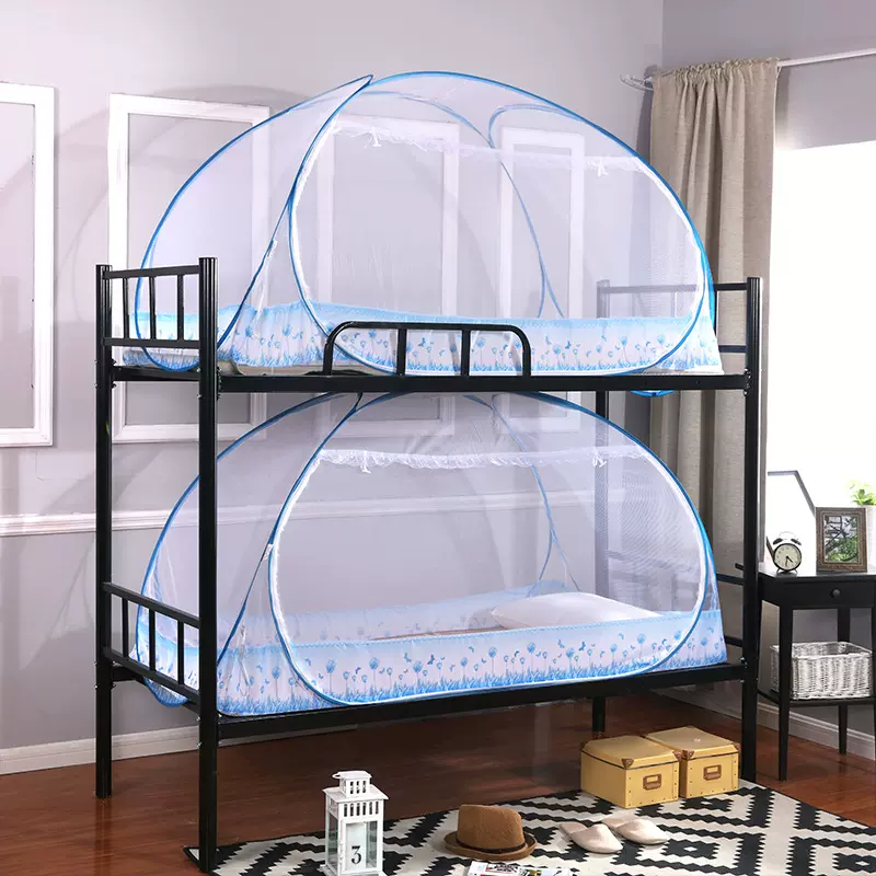 蒙古包蚊帐学生宿舍单人上下铺0.9m高低子母床免安装1.2米床纹帐