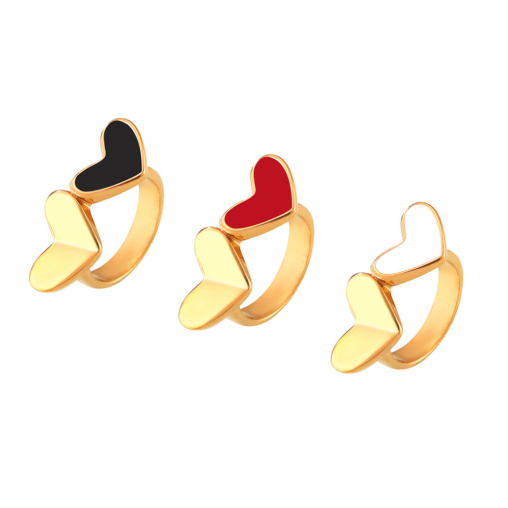 INS Style Fashion Trend Heart-shaped Open Ring For Women, Simple Temperament, Versatile Stainless Steel Ring_voghion.com
