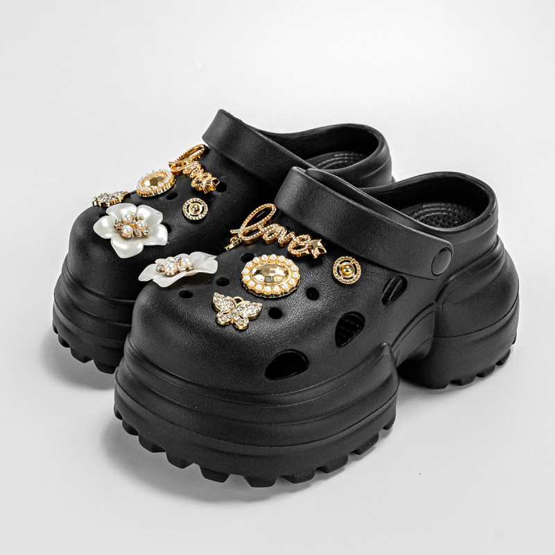 New lightweight slippers EVA height 10cm thick-soled fashion high-heeled camellia hole shoes women's foreign trade summer New lightweight slippers EVA height 10cm thick-soled fashion high-heeled camellia hole shoes women's foreign trade summer