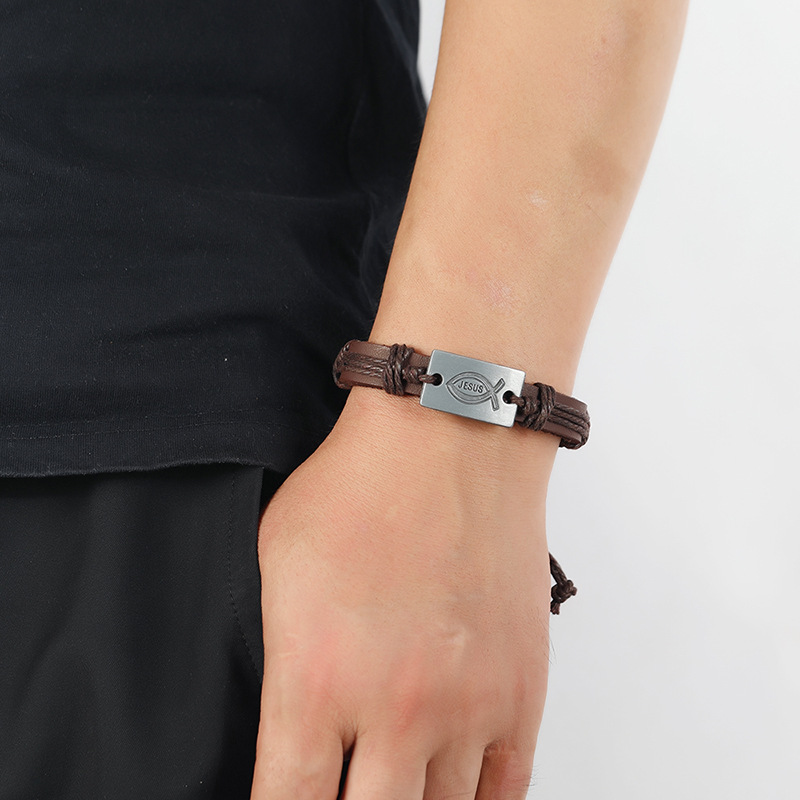 retro woven brown leather bracelet bracelet wholesale