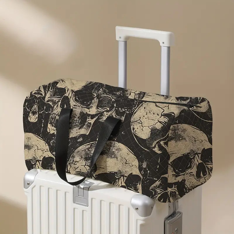 Cross-border Hand-painted Vintage Gothic Skull Outdoor Large Capacity Travel Bag with Shoe Compartment Portable Storage Luggage Bag