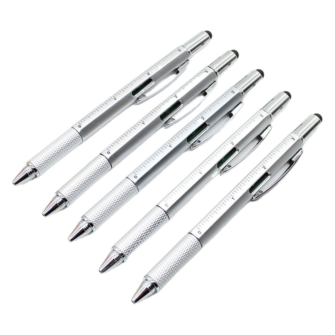 Destornillador multifuncional con calibrador, nivel, regla, bolígrafo, y bolígrafo publicitario táctil capacitivo seis en uno.