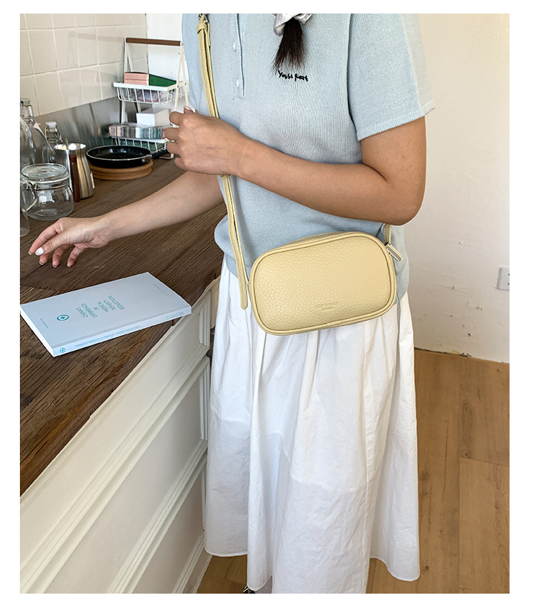 Fashionable and casual small square bag for women, 2025 summer new style personalized crossbody bag, versatile solid color lychee pattern single-shoulder bag undefined