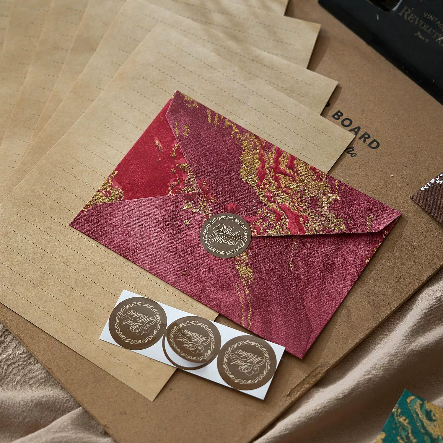 suite retro relief national wind cowhide special paper invitations postcards fire lacquer seal