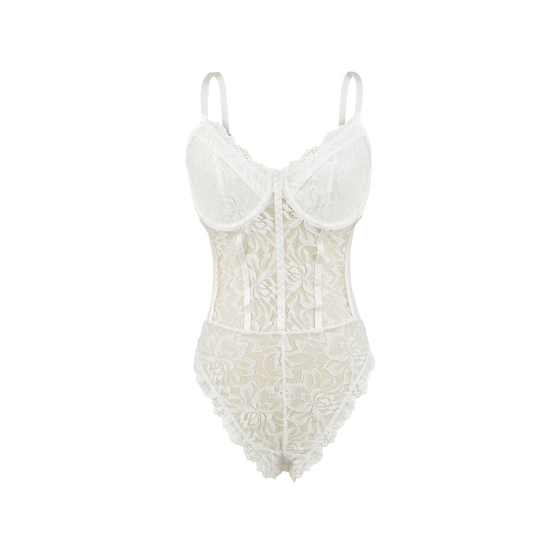 European and American Style Sexy Lace Patchwork Camisole Bodysuit, Pure Desire Shapewear, Waist-Cinching Slim-Fit Inner Layer Top