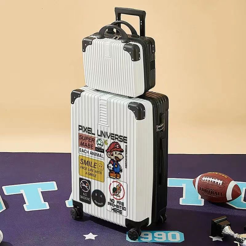 Maleta de contraseña de los hombres universal Mute rueda caja de viaje del estudiante Maleta impresa de dibujos animados de estilo coreano de las mujeres