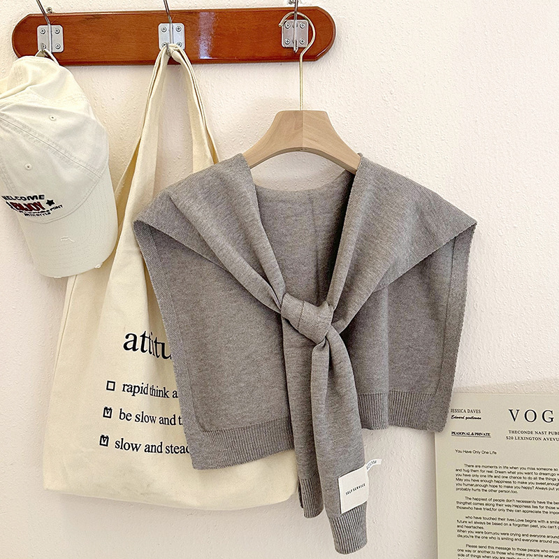 Nudo de chal para mujeres 2025 otoño invierno cuello falso aire acondicionado habitación de color sólido bufandas de hombro tejido fuera de la capa pequeña camisa hombro