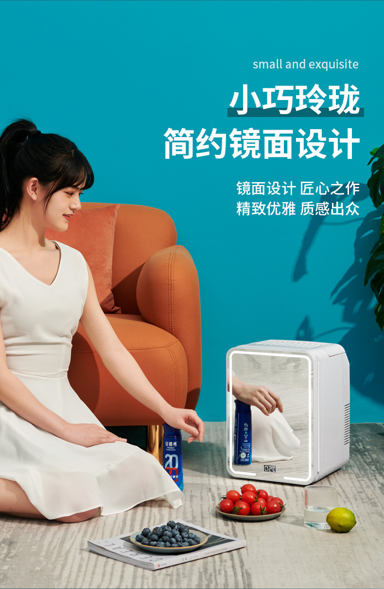 Sata 12L Beauty Mini Fridge Led Dormitory Breast Milk Cooler Car Home Dormitory Mini Fridge